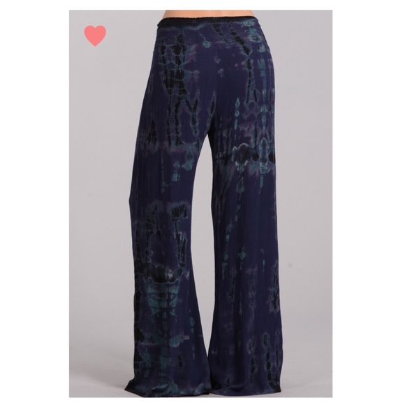 BEST SELLER! Midnight Blue Tie Dye Palazzo Pants - Picture 3 of 6